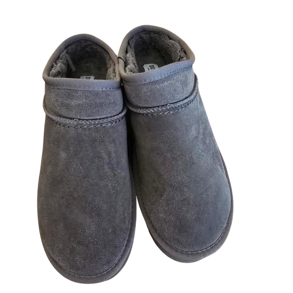 Cushionaire Womens Grey Suede Memory‎ Foam Faux Fur Lined Ankle Boots Size 9.5W